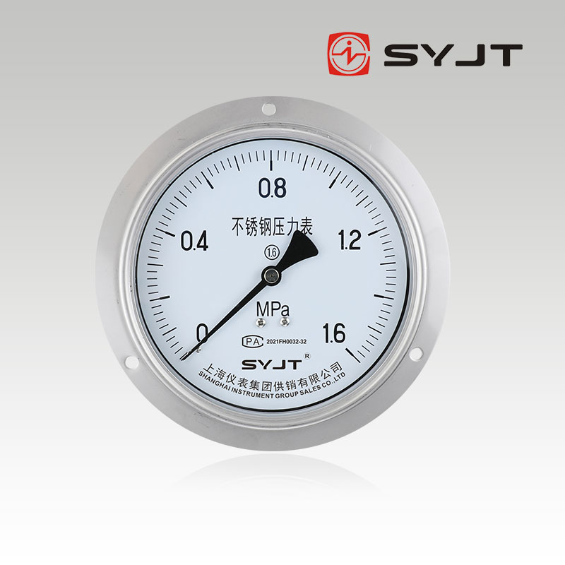 Y-153BF軸向帶邊不鏽鋼壓（yā）力表