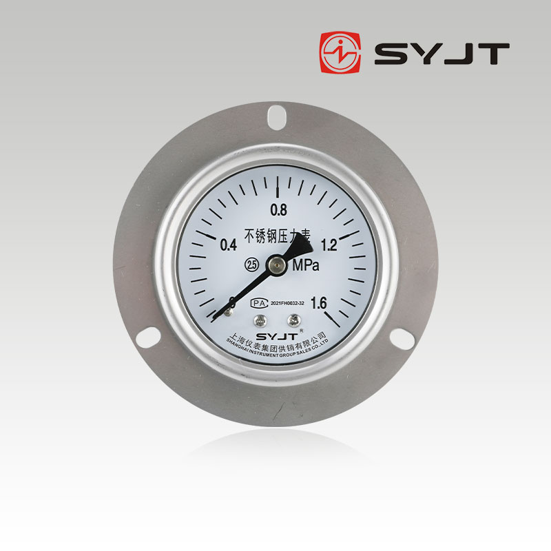Y-63BF軸向帶邊不鏽鋼壓力表